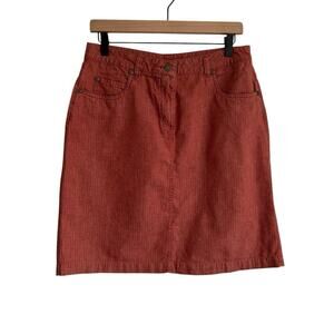 Woolrich Skirt Women's 10 Copper Stretch Pockets Mid Thigh Herringbone Pattern